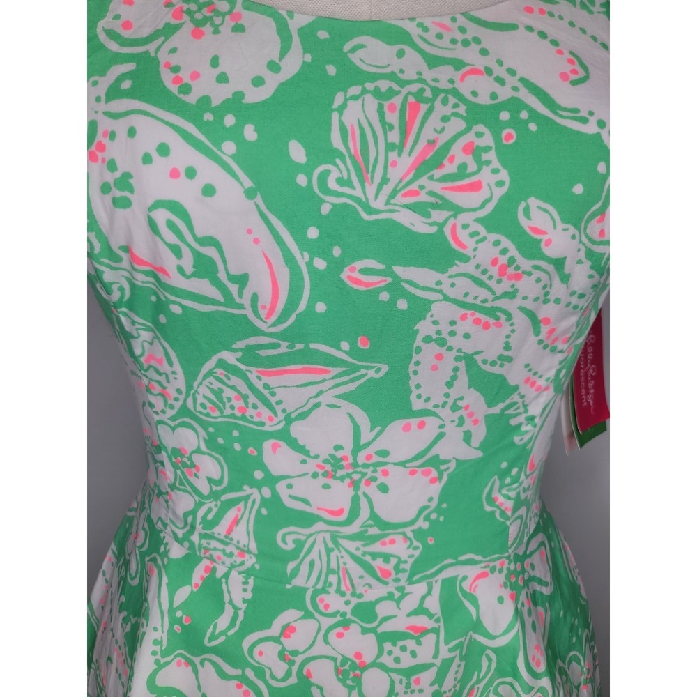 Lilly Pulitzer Fluorescent Sea Life Fit & Flare Dress Size 2 NWT Mint Green - Picture 3 of 12
